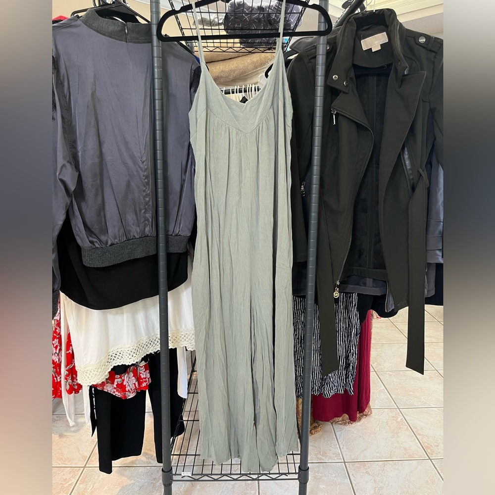 Cropped sage green romper